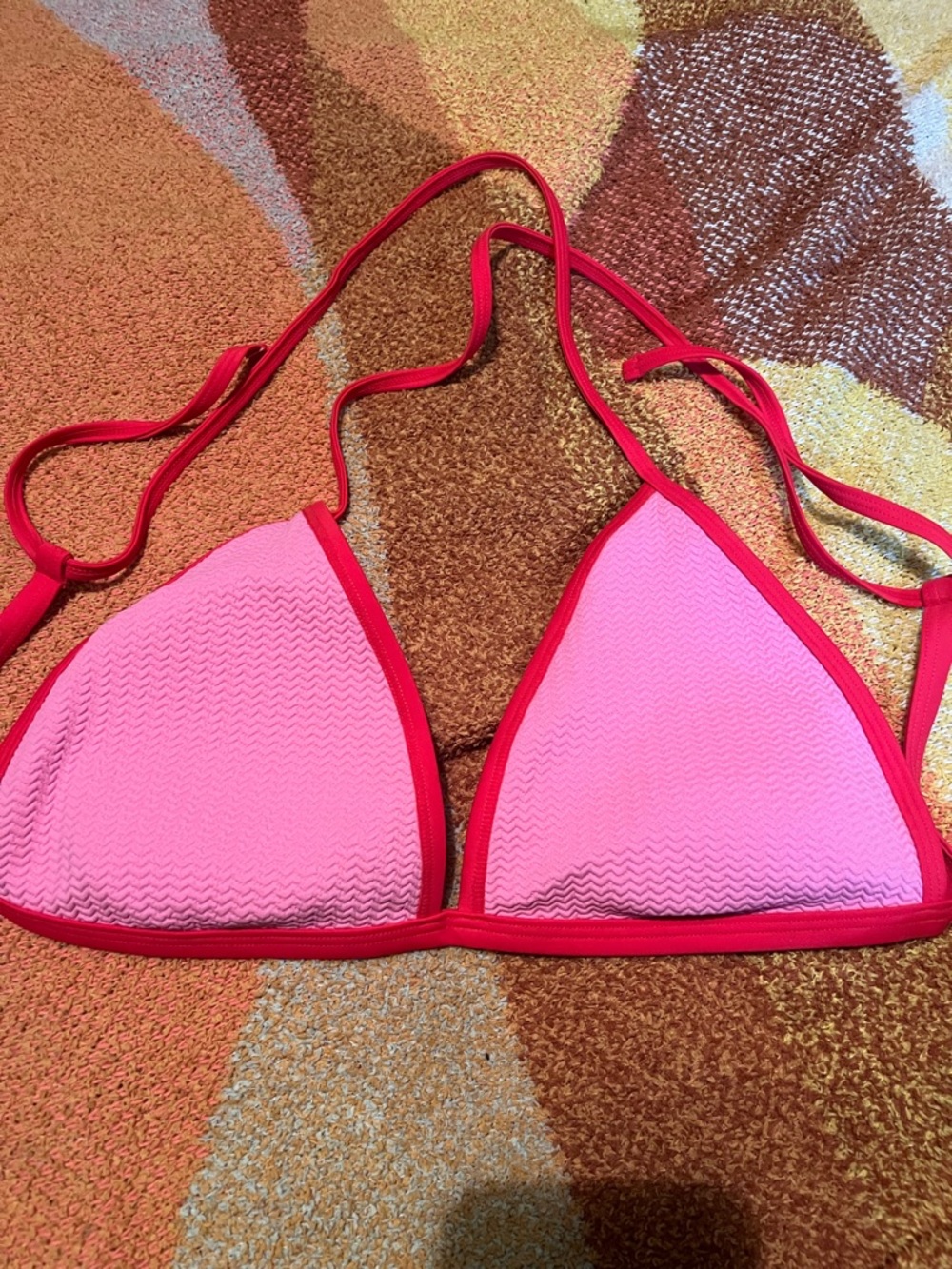 wild fable Pink and Red Triangle Bikini Top